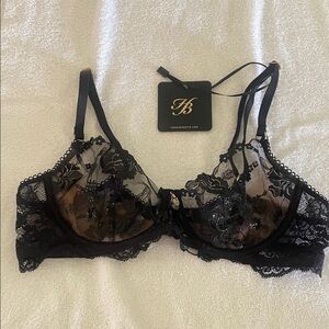 Honey Birdette Black Sheer Lace Bra